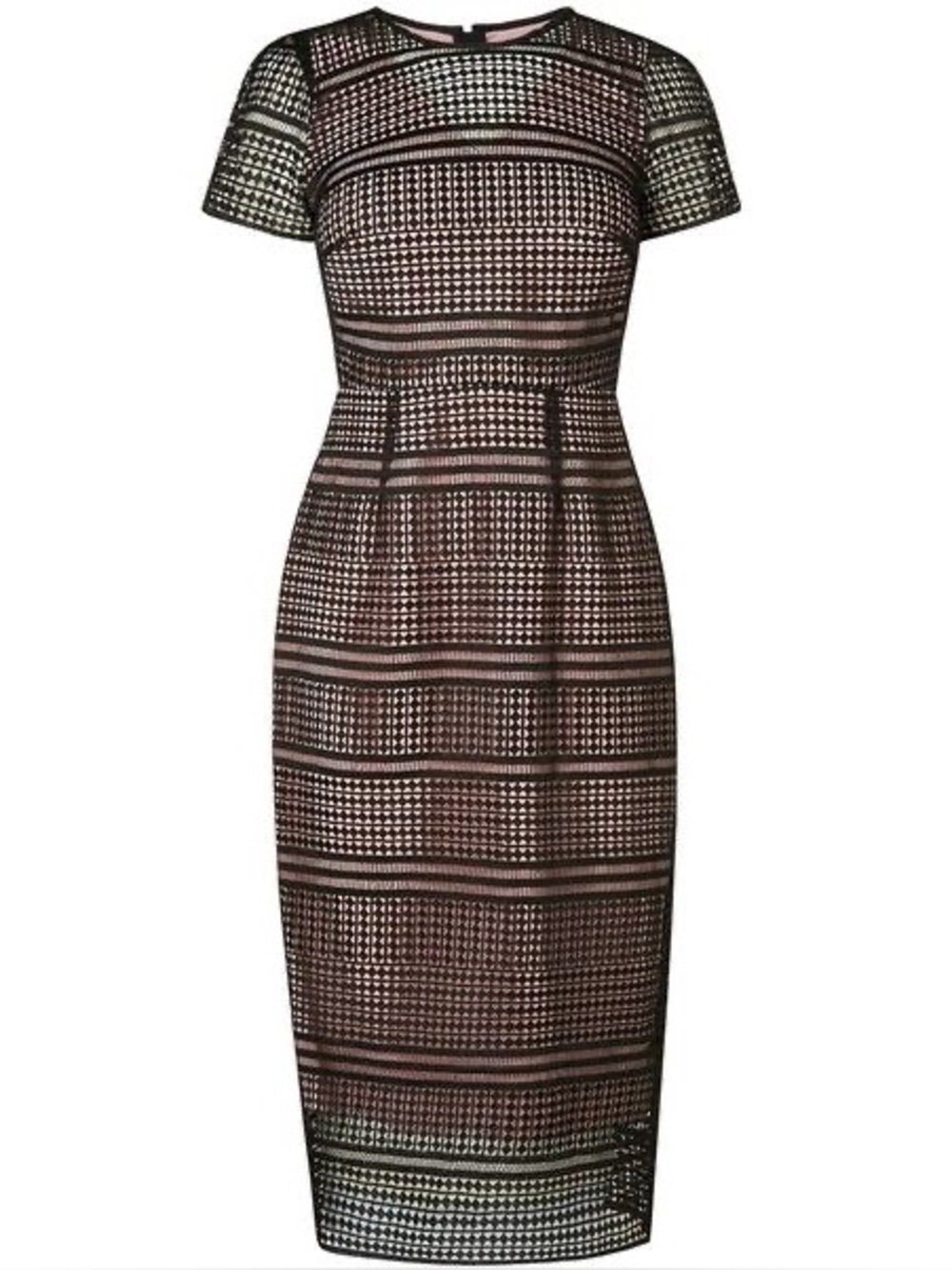 LK Bennett Black Crochet Midi Dress with Nude Lining DR Maddox
